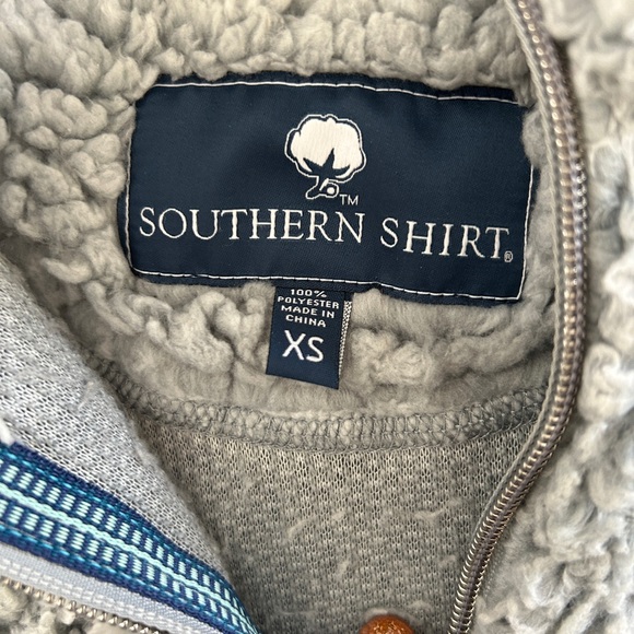 Southern Shirt Light Blue Sherpa 1/4 Zip Sweater - Picture 2 of 2